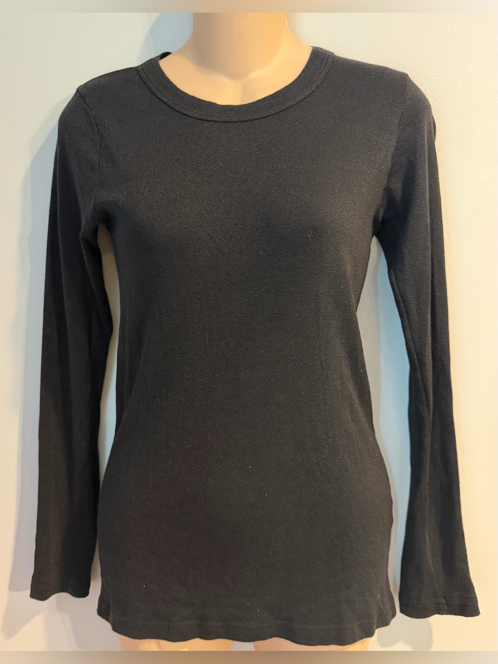 Michael Stars Shine Crew Neck Black Long Sleeve Tee Shirt One Size Fits Most